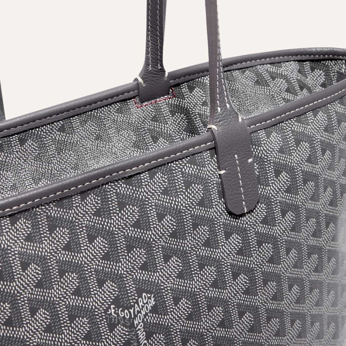 Goyard Goyardine Artois Tote PM Grey Canvas & Chevroches Calfskin Palladium Hardware - Image 3